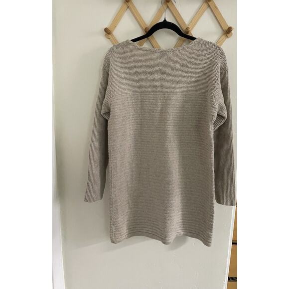 J. Jill Sweater Women's Medium Beige Knit Tunic Long Wool Silk Blend 3/4 Sleeves - Picture 8 of 8